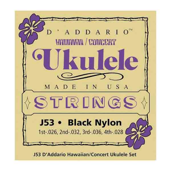 D'Addario Black Nylon Hawaiian Ukulele