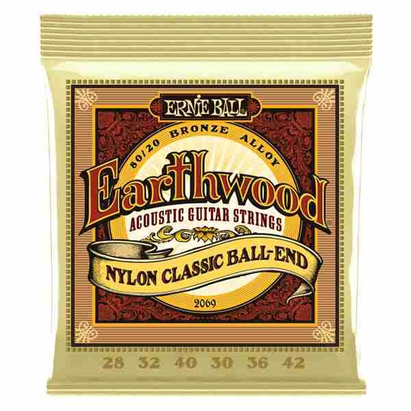 Ernie Ball Earthwood Folk Nylon 80/20 Bronze Classical Guitar Strings 28/42W