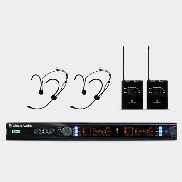 Clean Audio CA-M2 BODYPACK QE3 Head Set Dual Channels Wireless Microphone