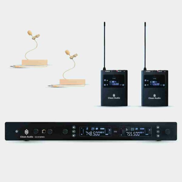 Clean Audio CA-M2-D-1720-B Dual Channels Lavalier Wireless Microphone