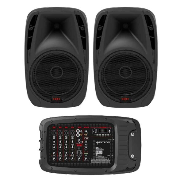 HH Vector Series VRC-210 2x10" Speakers + 6-Channel Mixer Portable PA System with Bluetooth and DSP